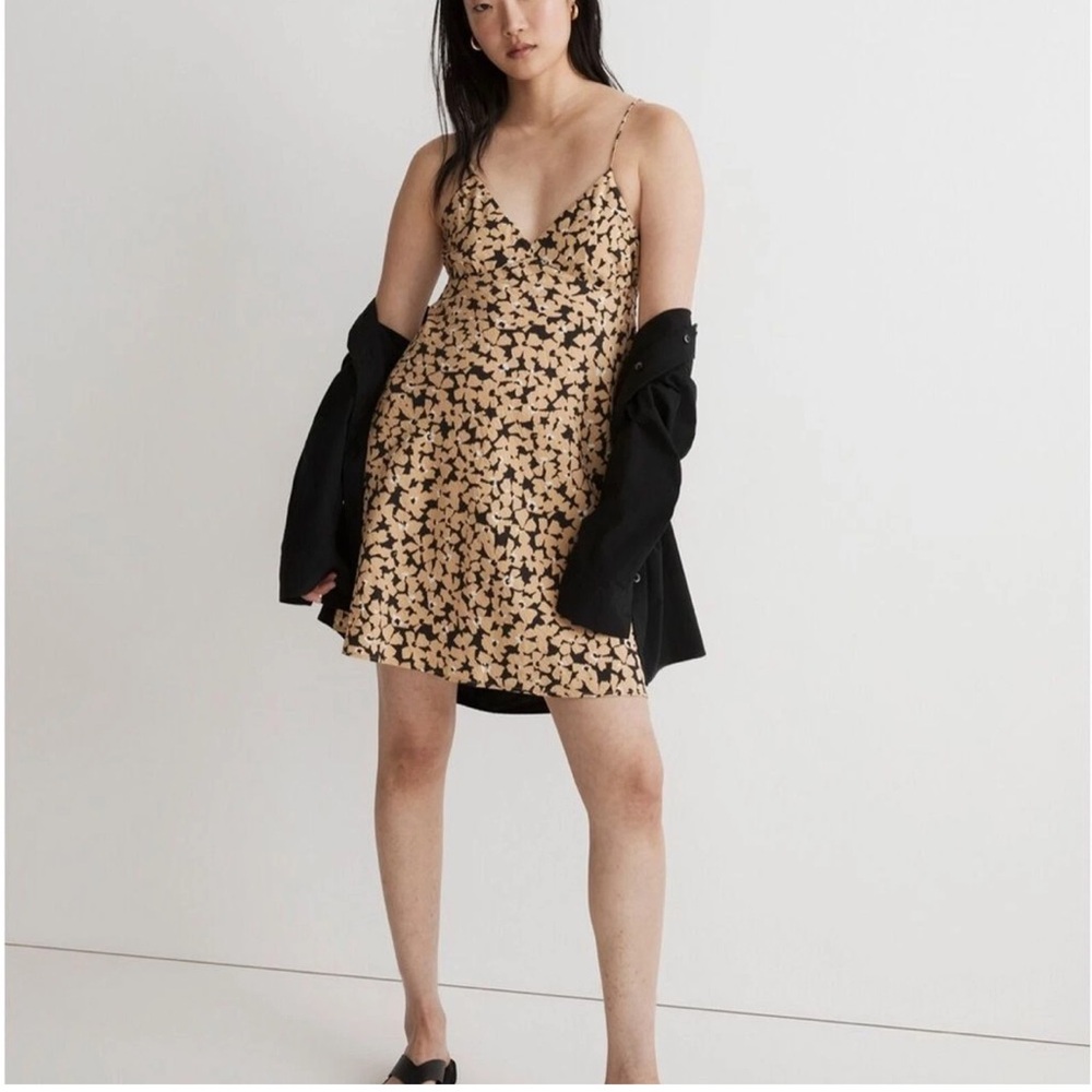 Madewell Layton Mini Slip Dress Bonsai Bloom Brown Floral